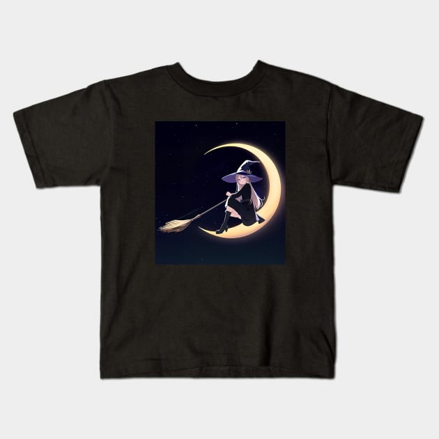 Witch Broomstick Kids T-Shirt by Manzo Carey